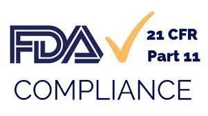 A logo for fda compliance with a check mark on it.