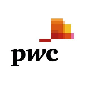 The pwc logo is a colorful logo that looks like a hat.