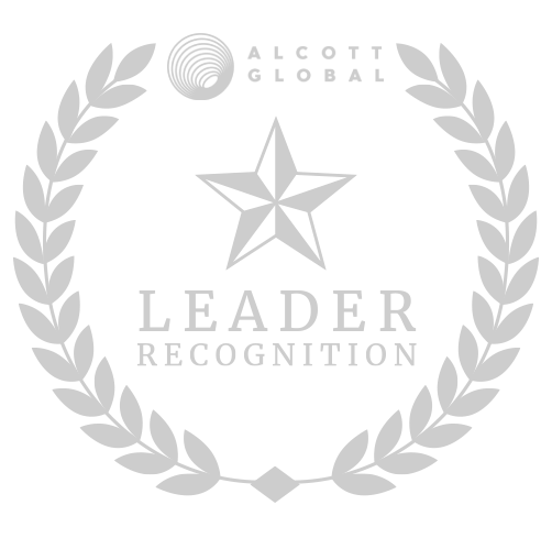 A silver leader recognition badge with a star and laurel wreath.