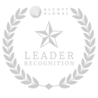 A silver leader recognition badge with a star and laurel wreath.