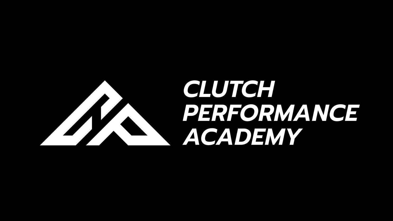 The clutch performance academy logo is white on a black background.