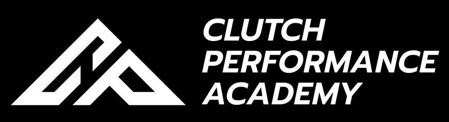 The clutch performance academy logo is white on a black background.