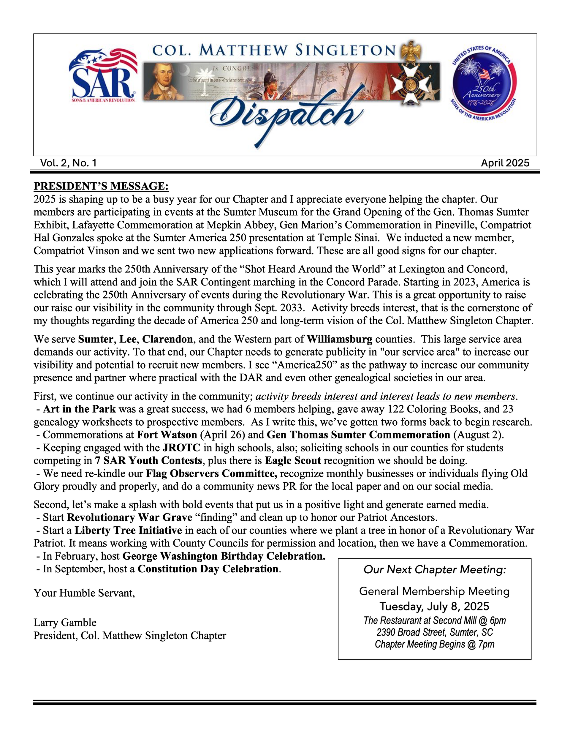Singleton Dispatch Apr 2025