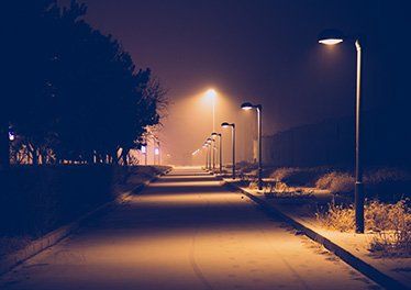 Road with Lit Street Lights — Ensbey Electrical in Inglewood, QLD