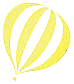 A yellow and white striped hot air balloon on a white background.