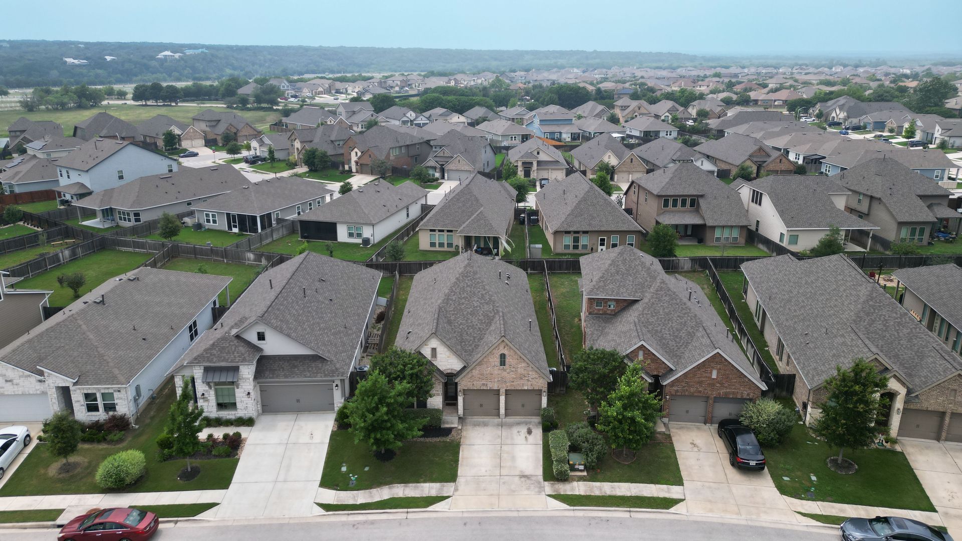 A suburb with many houses.