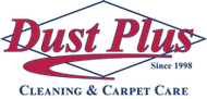 The logo for dust plus cleaning and carpet care since 1998.