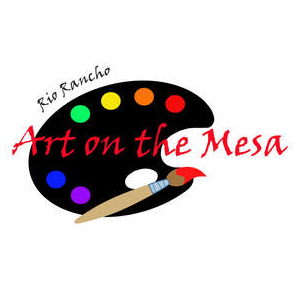A black artist's palette with six colored paint dots, a paintbrush, and the text