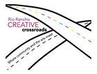 Logo for Rio Rancho Creative Crossroads showing two intersecting roads, one with a rainbow dashed line.