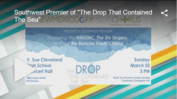 Event flyer for the New Mexico Gay Men’s Chorus premiere of 