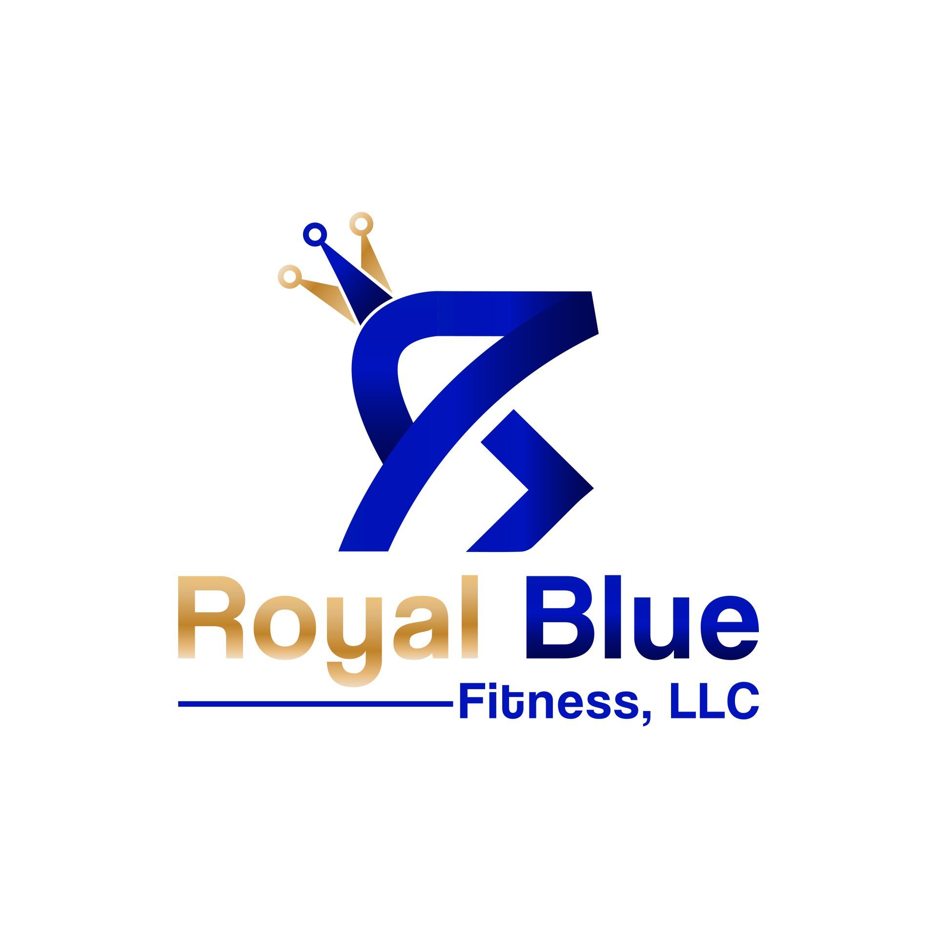Royal Blue Fitness, LLC logo featuring the full company name in blue and gold.