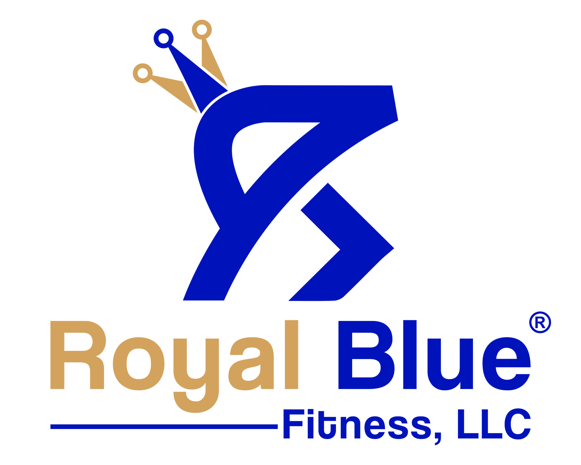 Royal Blue Fitness, LLC logo featuring the full company name in blue and gold.