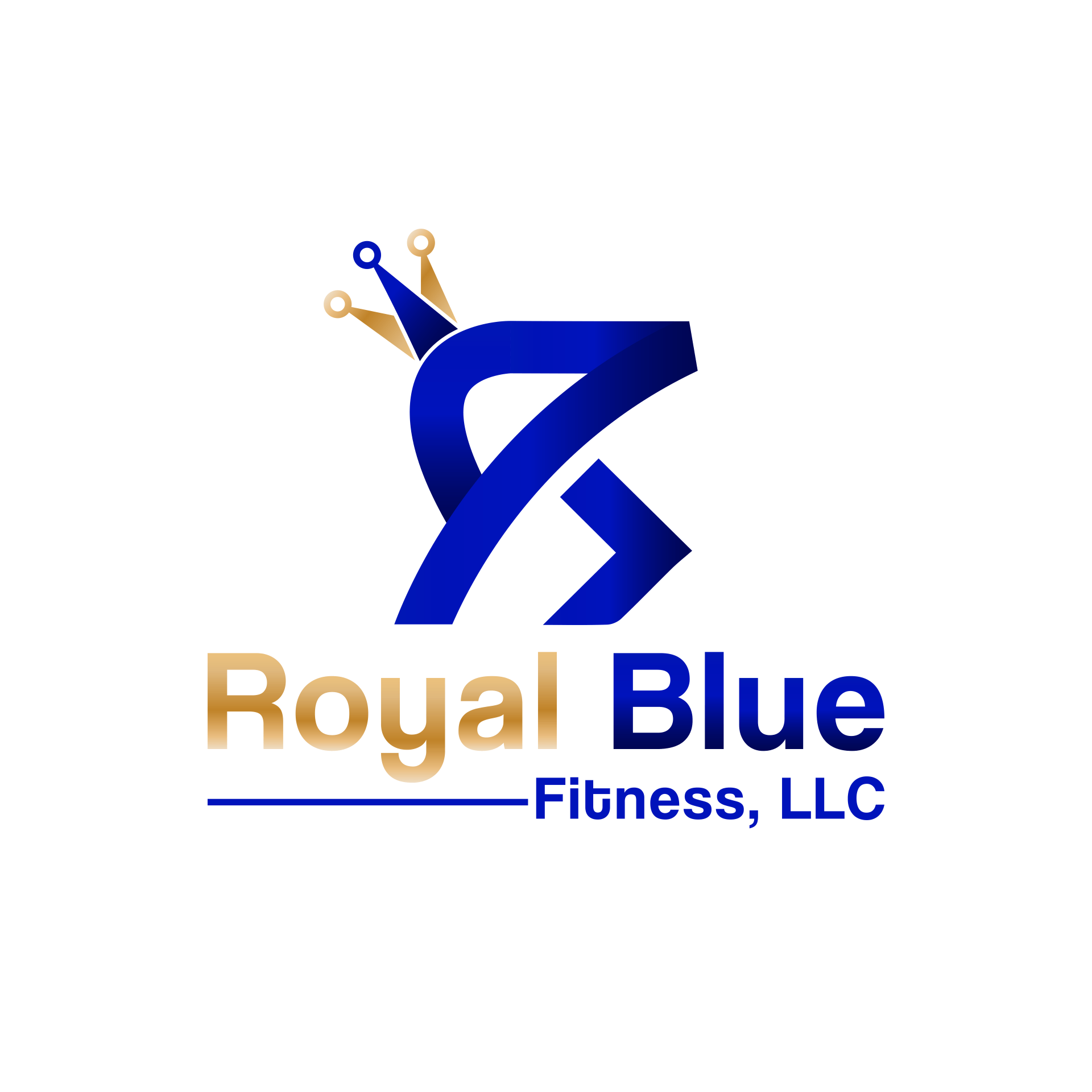 Royal Blue Fitness, LLC logo featuring the full company name in blue and gold.