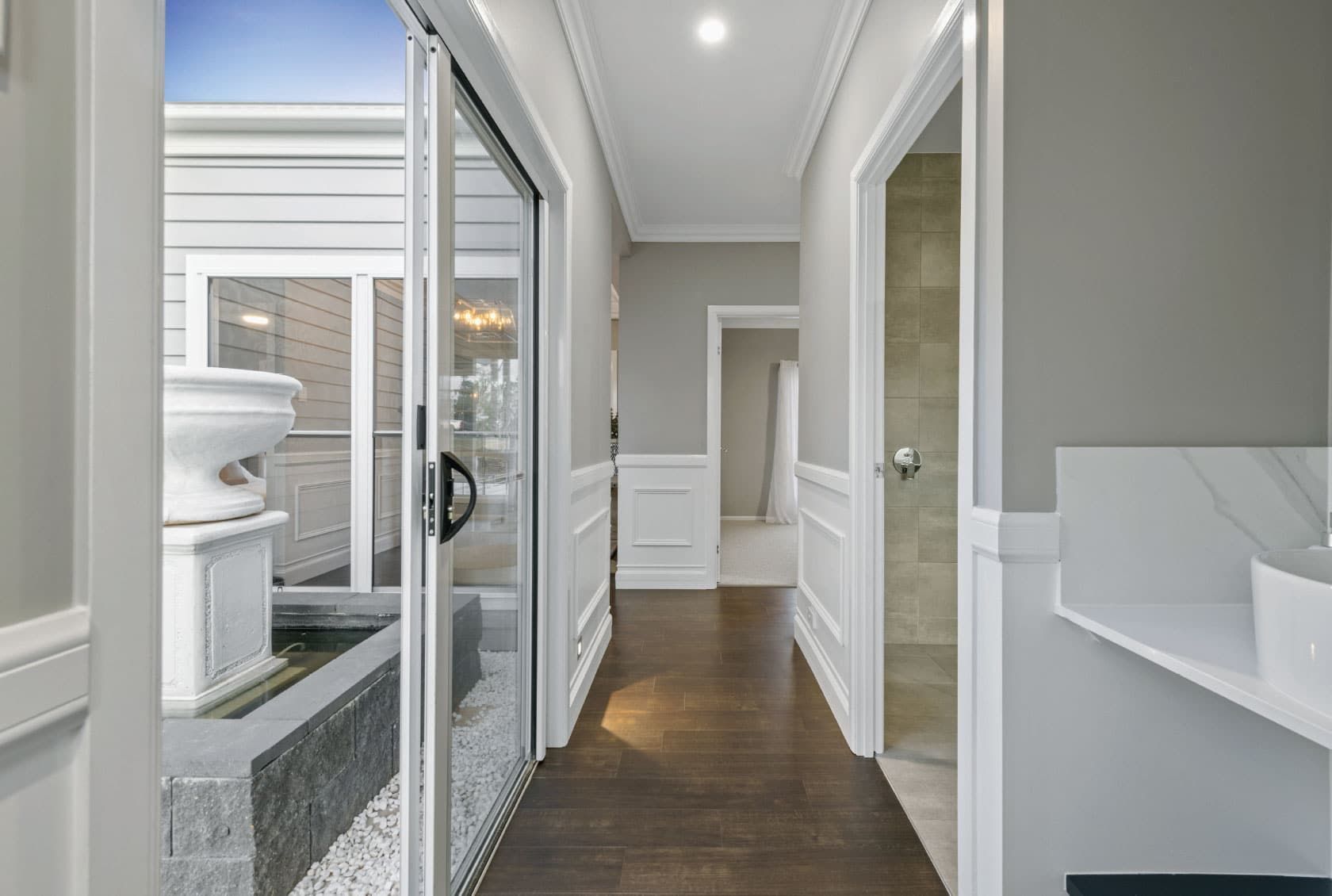 Hallway With a Glass Door on the Side — K & J Glass in Nambucca Heads, NSW