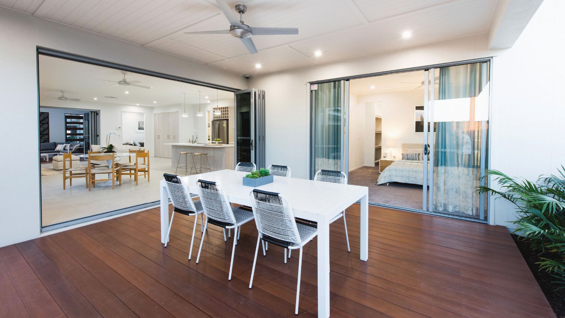 Outdoor Patio, Connecting to a Kitchen and Bedroom Through Glass Doors — K & J Glass in Warrell Creek, NSW