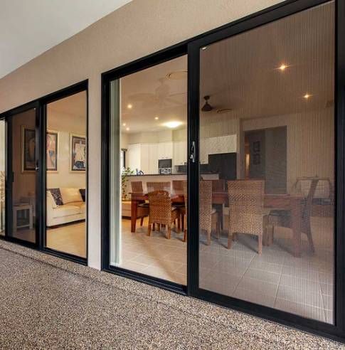 Sliding Screen Doors With Black Frames — K & J Glass in Crescent Head, NSW