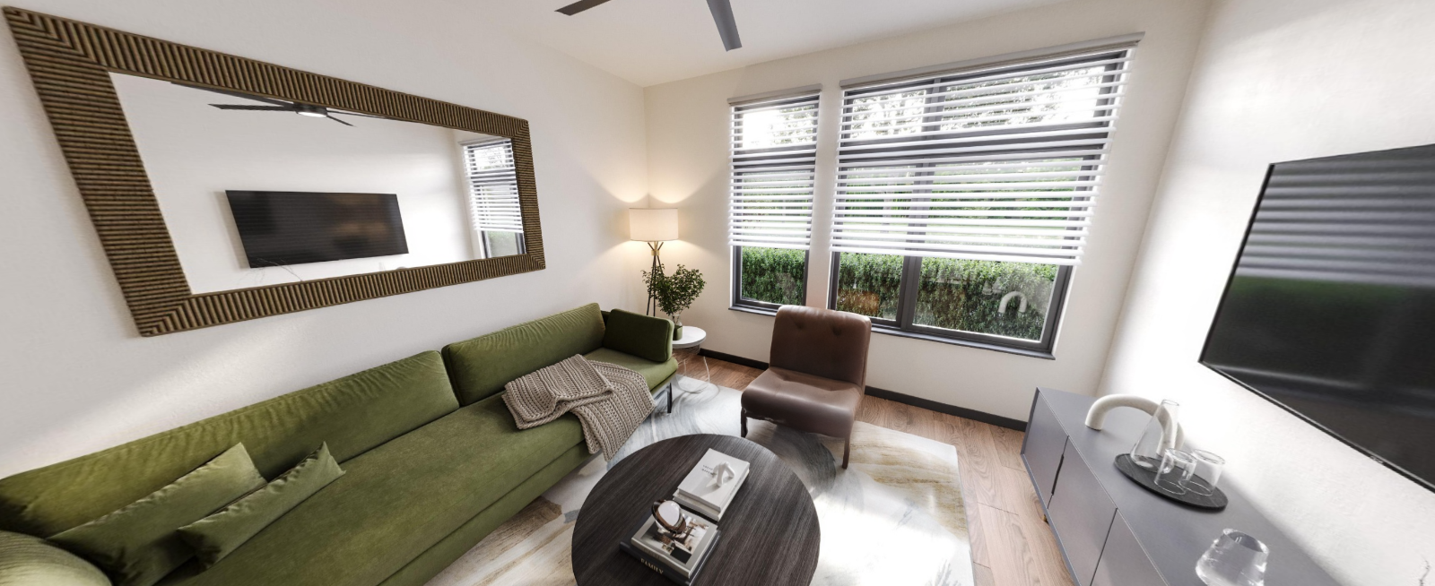 Living room at Vela Park in Decatur, GA.