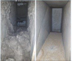 before and after photos of air and dryer ducts being serviced in Tempe, Arizona