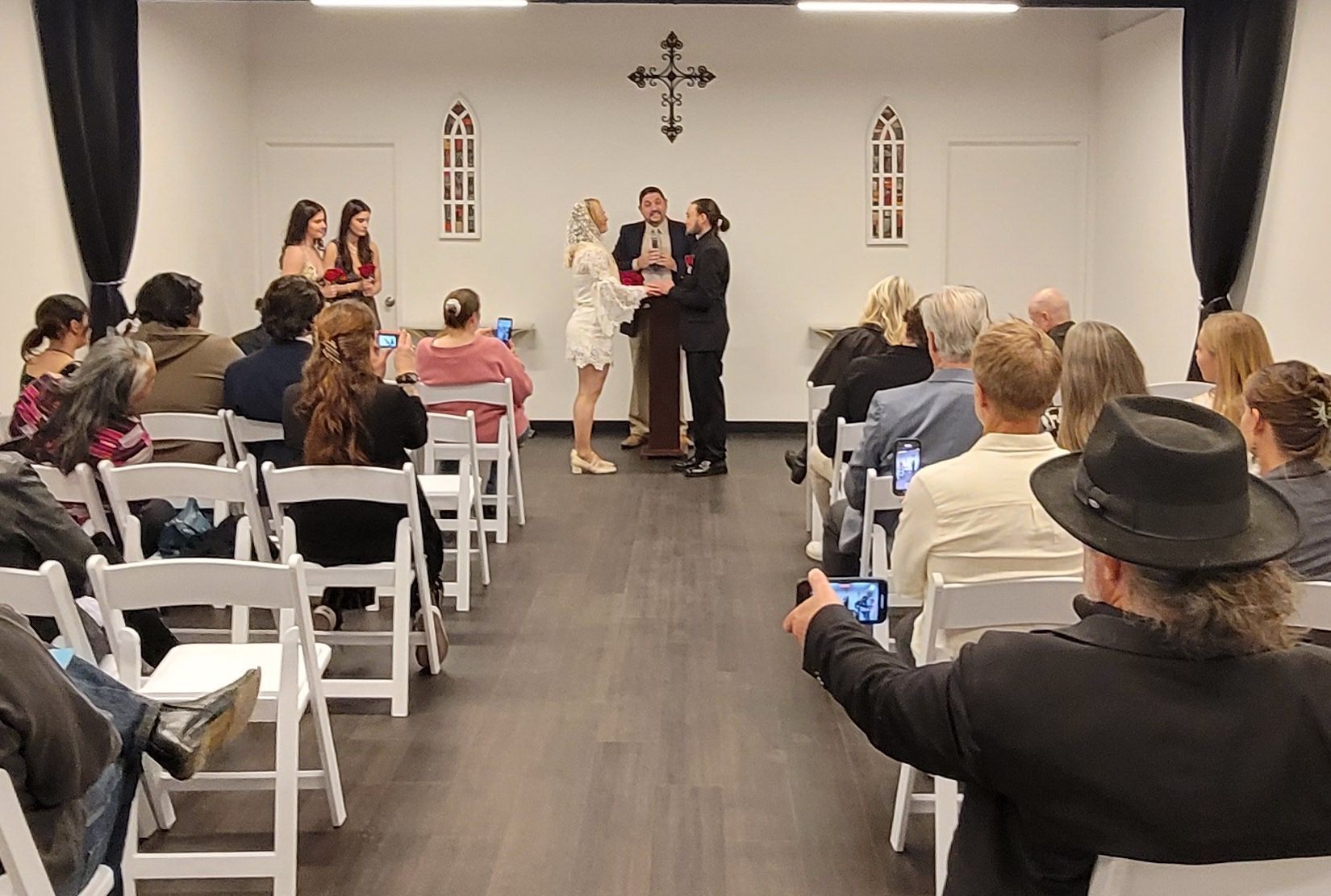 The NEW Wedding and Event Chapel in Palm Desert hosting a wedding attended by family and friends
