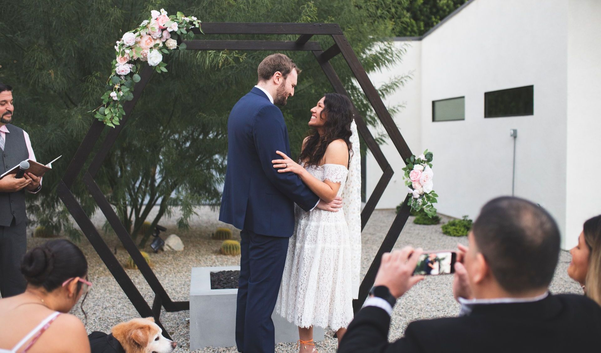 Air B&B Wedding with Hexagon Arch