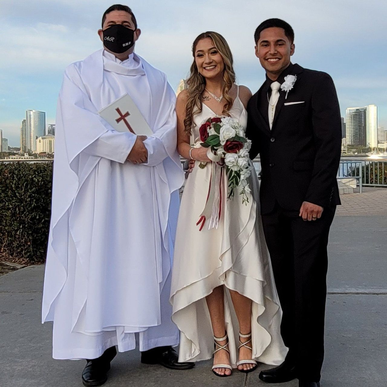 Rev. Steve and New Year Couple at Coronado Religious Ceremony