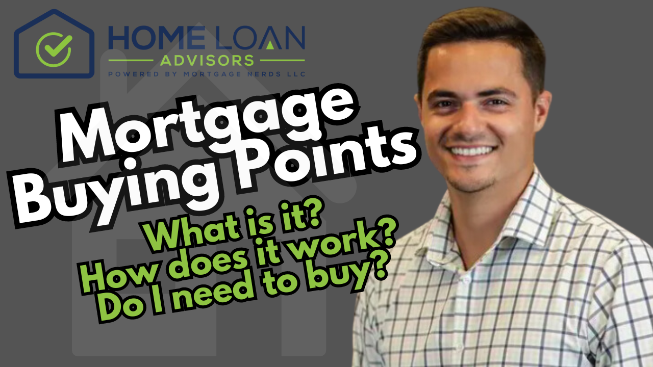 a man is standing in front of a sign that says mortgage buying points josh jampedro FL WI real estat
