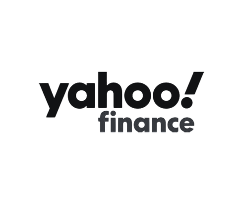 Yahoo Finance logo, black "yahoo" with gray "finance" below, exclamation point.
