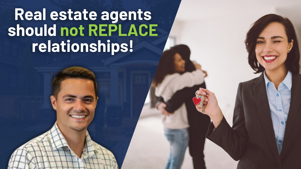 josh jampedro with a sign Real estate agents should not replace relationships with their clients