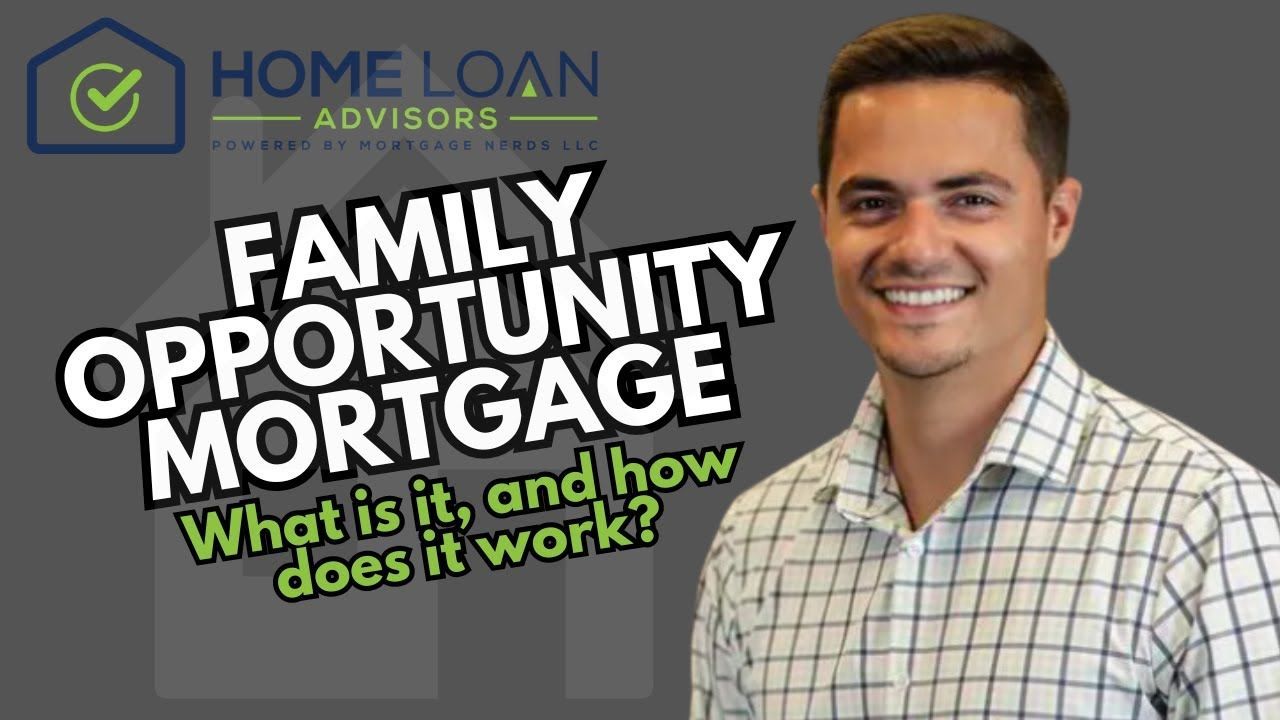 a man is standing in front of a sign that says family opportunity mortgage josh jamepedro FL WI loan