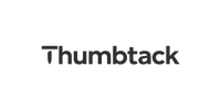 A black and white logo for thumbtack on a white background.