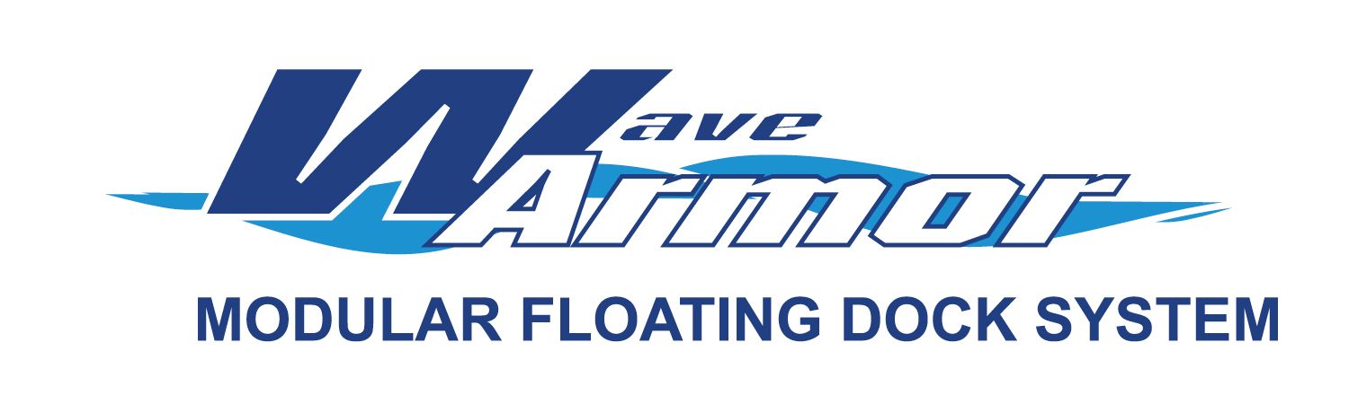 A logo for wave armor modular floating dock system