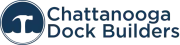 The logo for chattanooga dock builders shows a hammer in a blue circle.