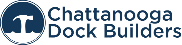 The logo for chattanooga dock builders shows a hammer in a blue circle.