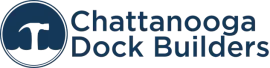 The logo for chattanooga dock builders shows a hammer in a blue circle.