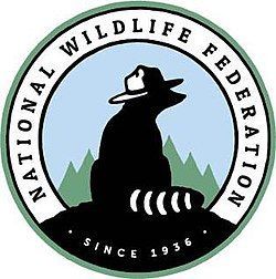 The national wildlife federation logo is a silhouette of a bear wearing a hat.
