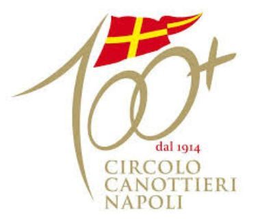 Logo of Circolo Canottieri Napoli with a red and yellow burgee above "100+" and the text "dal 1914 CIRCOLO CANOTTIERI NAPOLI".