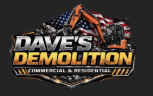 Logo: Dave's Demolition & Services, excavator over debris, phone number: 980-313-2550.