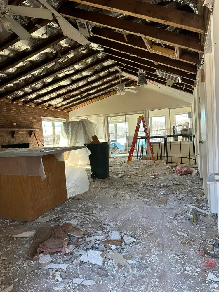 There is a ladder in the middle of the room.