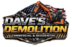 Logo: Dave's Demolition & Services, excavator over debris, phone number: 980-313-2550.