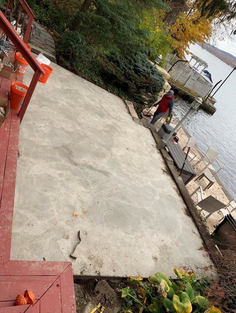 During Installation of Custom Mosaic Tiles — Pine Bush, NY — Creative Touch Landscaping & Home Improvement Inc.