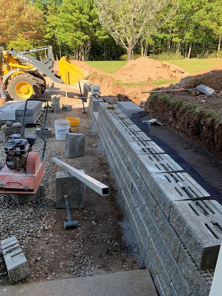 During Wood Retaining Wall Replacement — Pine Bush, NY — Creative Touch Landscaping & Home Improvement Inc.