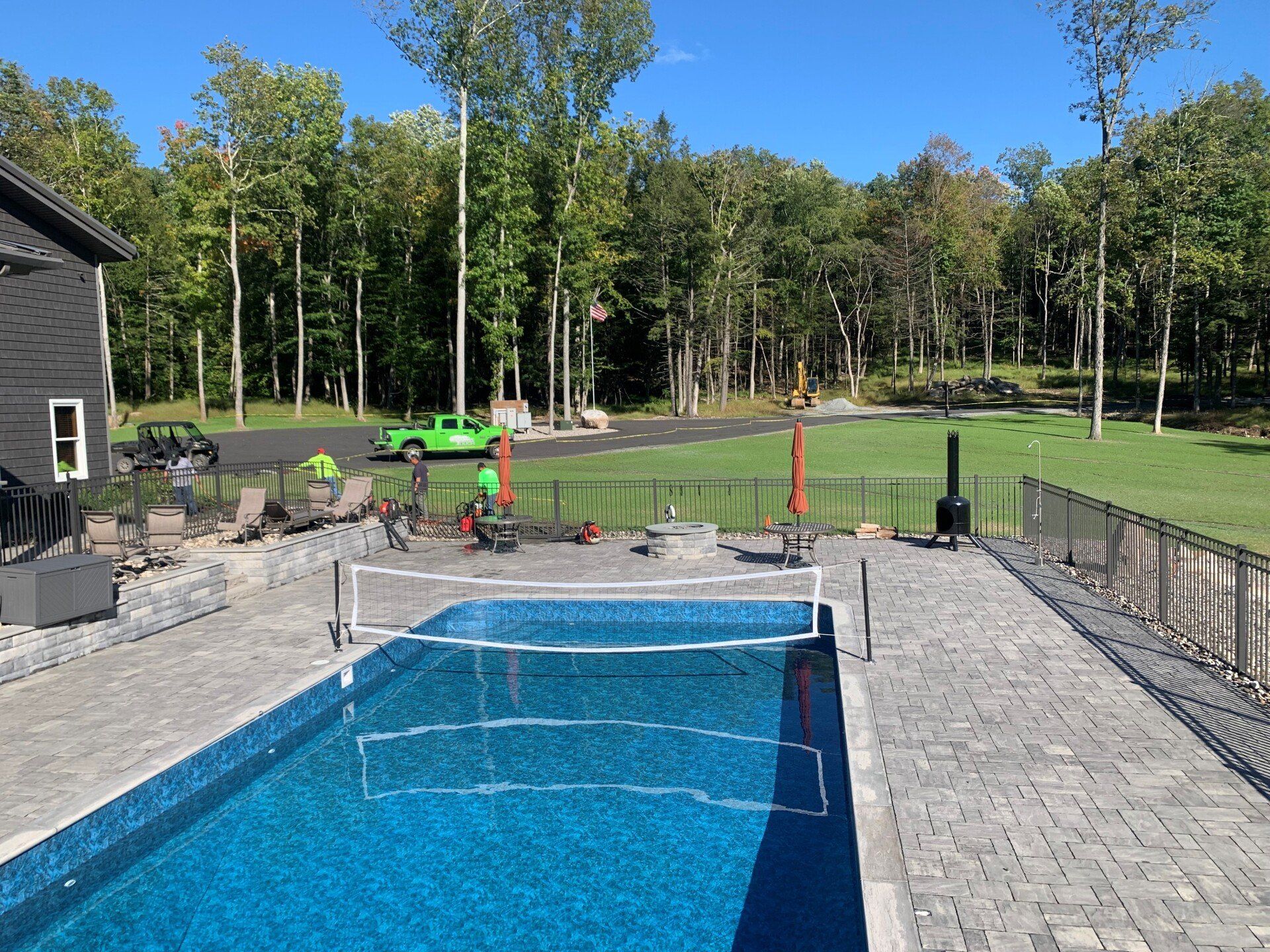 Pool with Fire Pit — Walden, NY — Creative Touch Landscaping & Supply