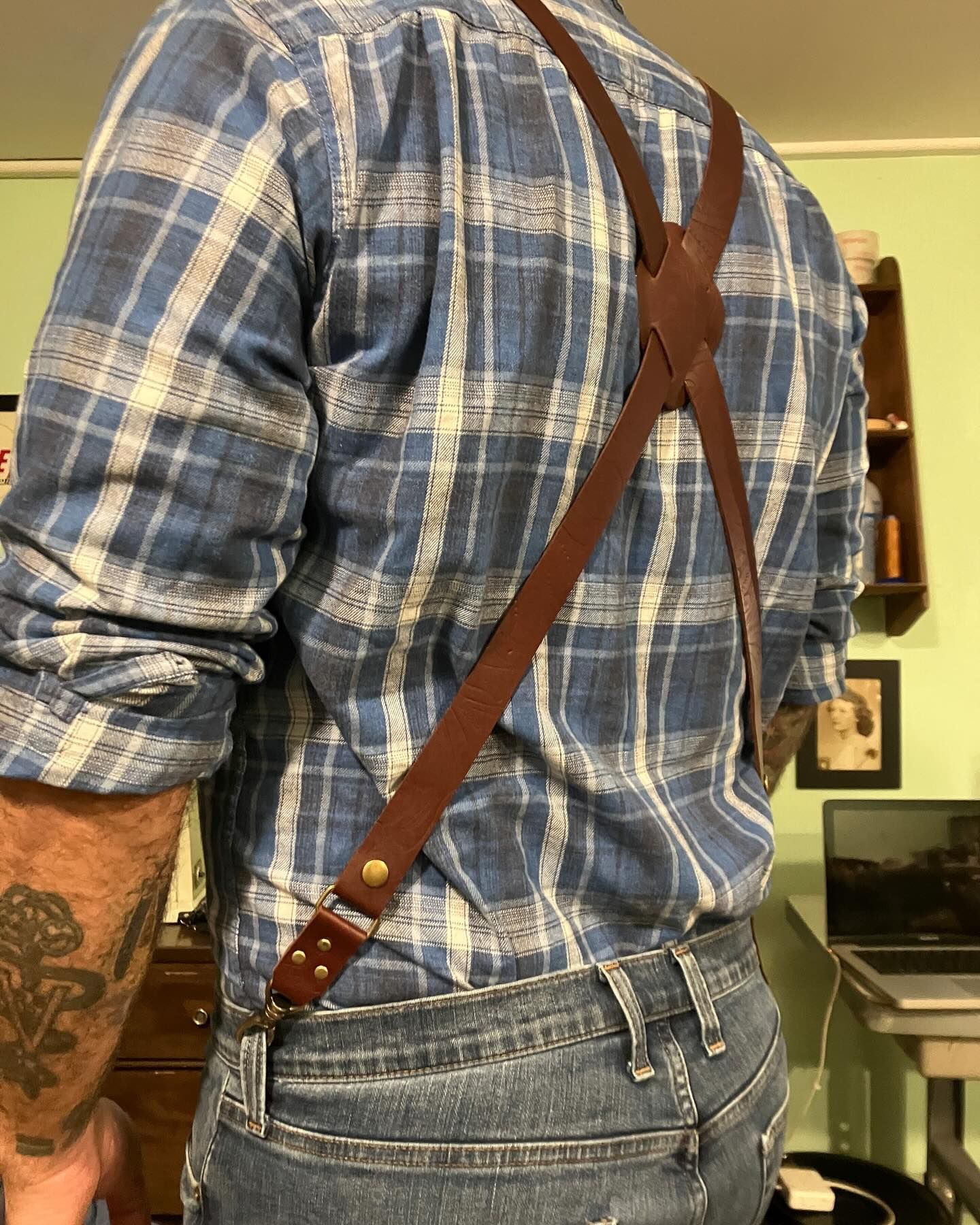 Custom leather suspenders