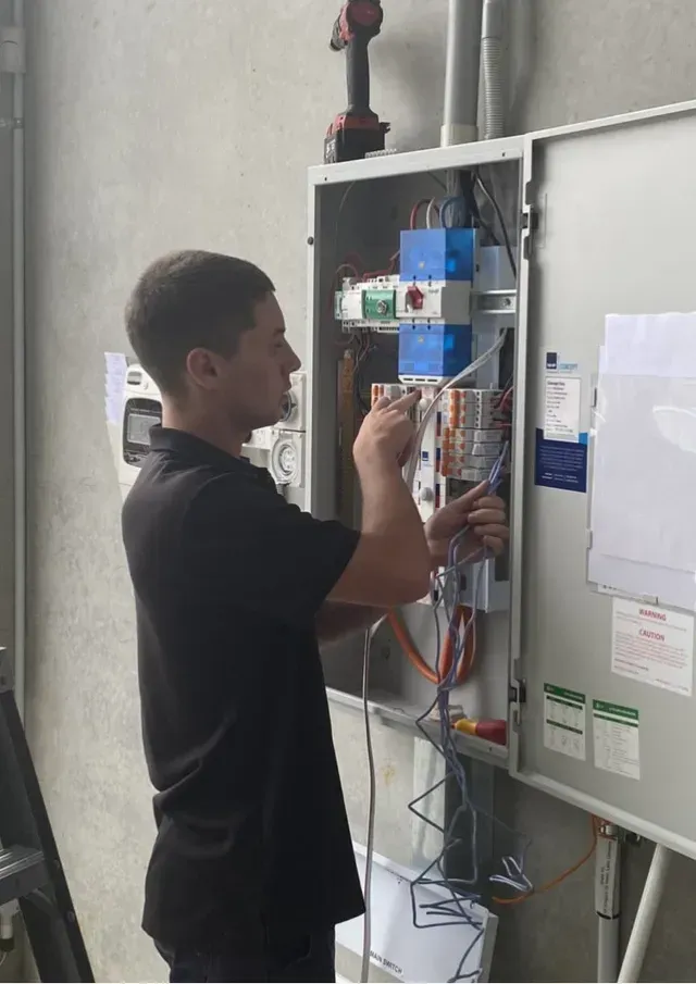 Man Working with the Electrical Wires — Electrical Services in Lake Gardens VIC