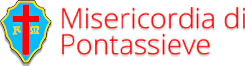 Logo della Misericordia di Pontassieve, con una croce rossa su uno stemma blu.