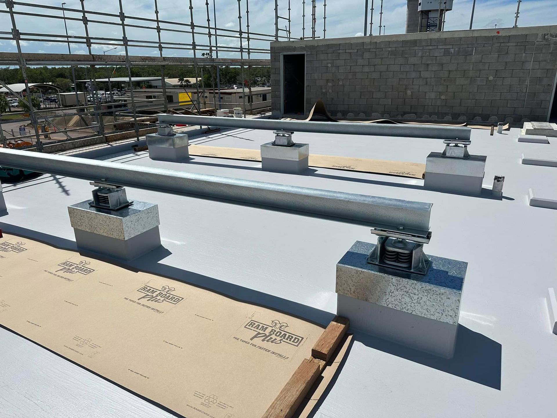 A Roof With a Metal Railing — Great Northern Airconditioning & Mechanical Services in Berrimah, NT