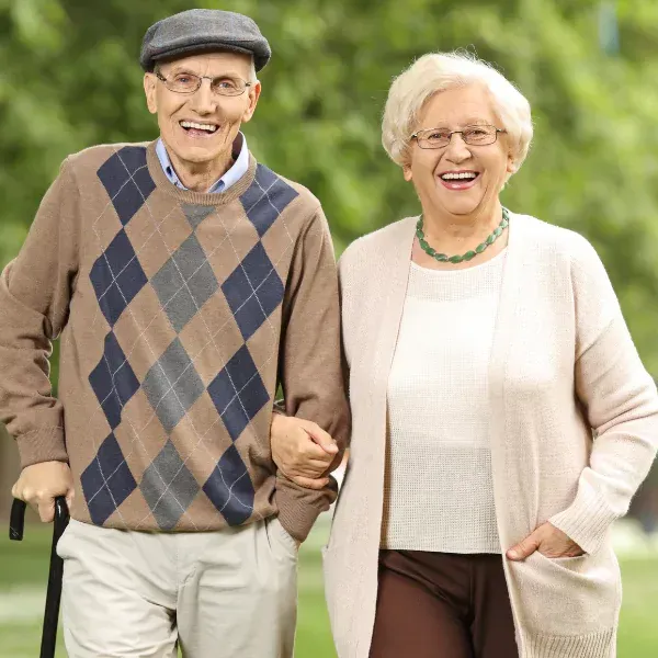 Image showing an elderly couple protected by universal life insurance in Spartanburg.