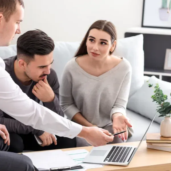 An image showing a family reviewing term life insurance options.
