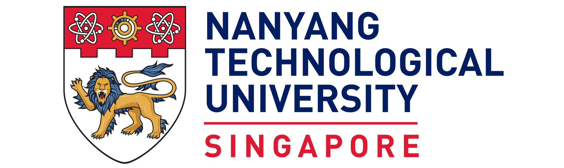Nanyang Technological University Singapore logo with a shield featuring a lion and text.