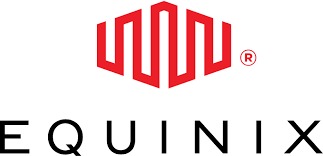 Equinix logo: red geometric shape above black text.